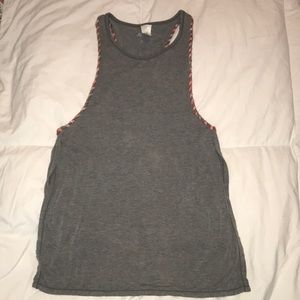 Gray w/ printed trim tank top